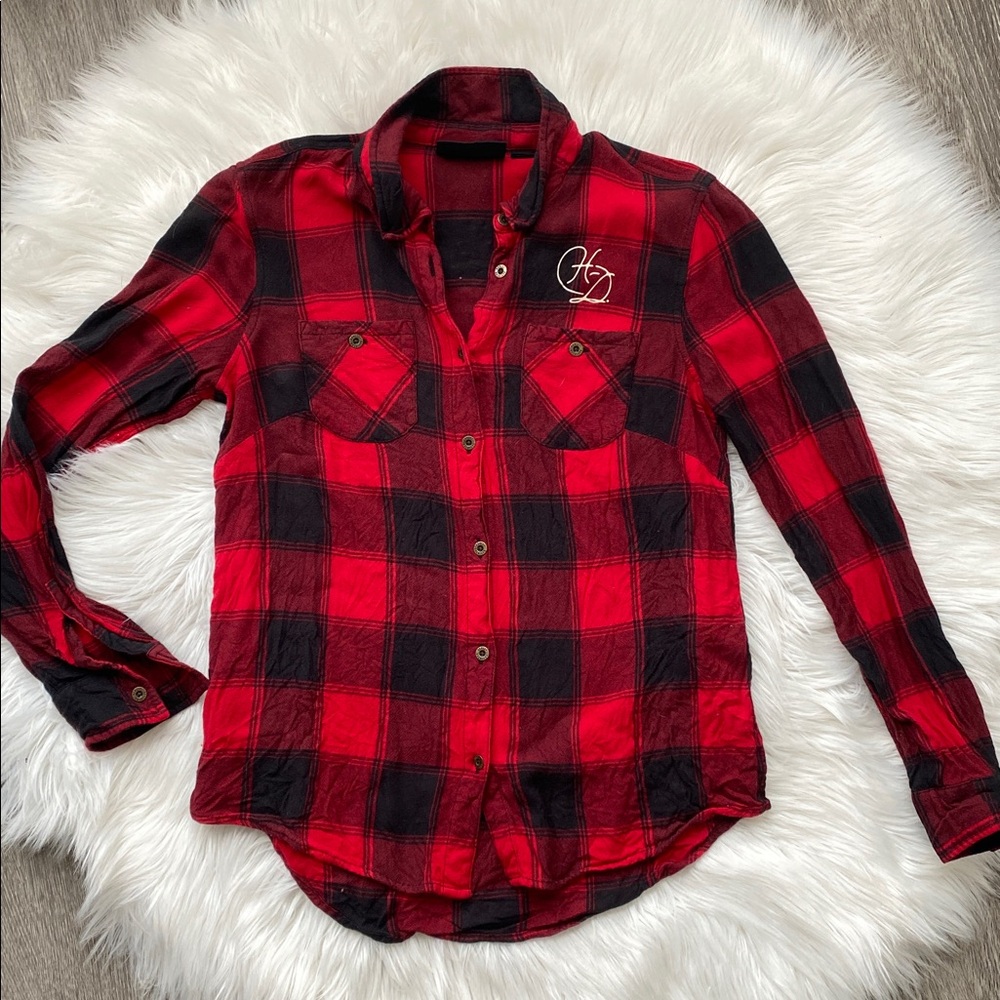 Harley-Davidson Early 2000s Black and Red flannel Button Down - Picture 2 of 5